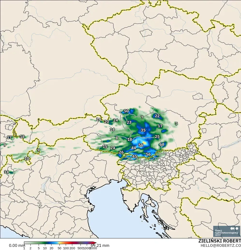 ALADIN CZ 2.3 km model - Austria, Akumulasi Curah Hujan