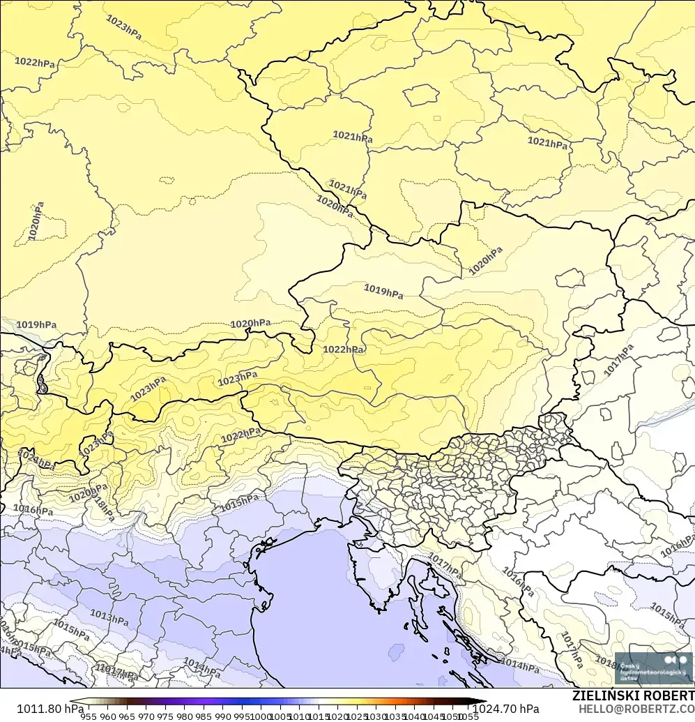 ALADIN CZ 2.3 km model - Austria, Tekanan