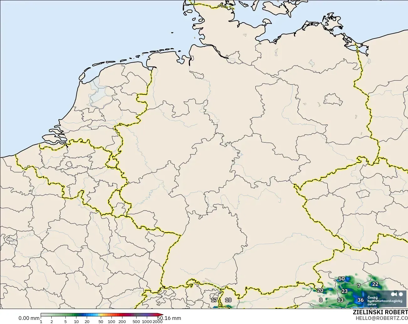 ALADIN CZ 2.3 km model - Jerman, Akumulasi Curah Hujan