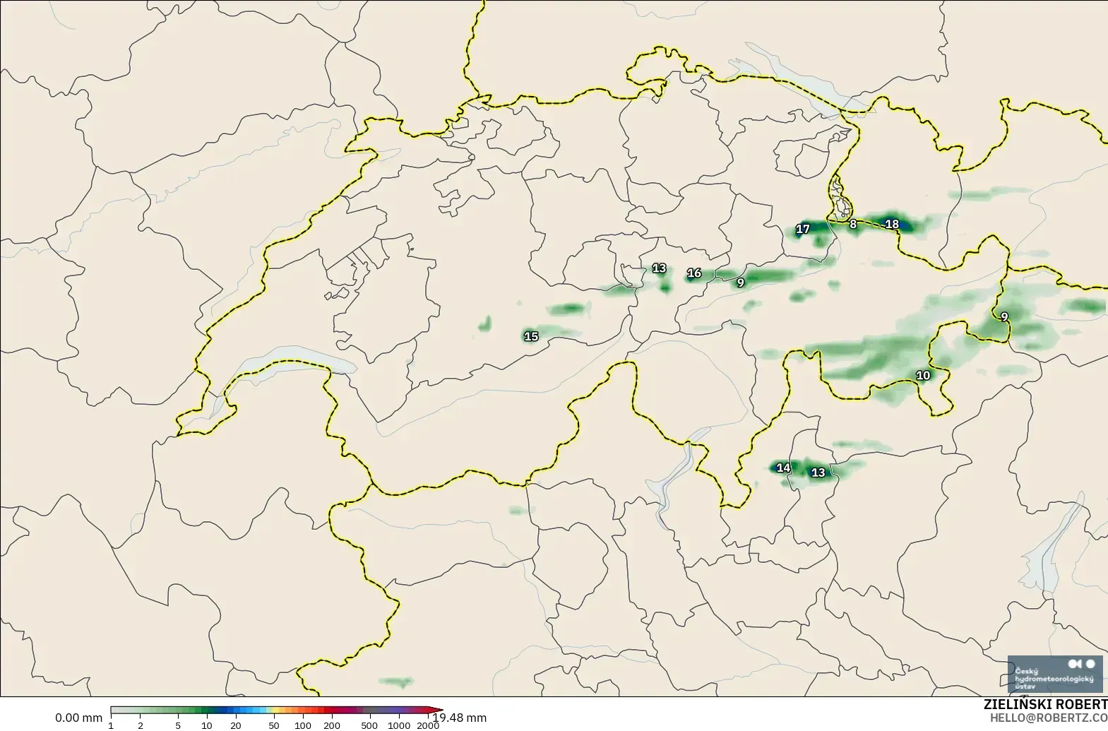 ALADIN CZ 2.3 km model - Swiss, Akumulasi Curah Hujan