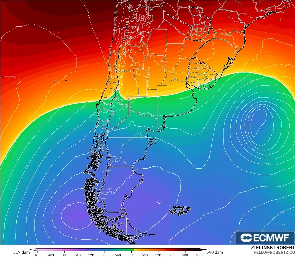 ECMWF IFS 0.25° model - Argentina, Ketinggian geopotensial pada 500 hPa