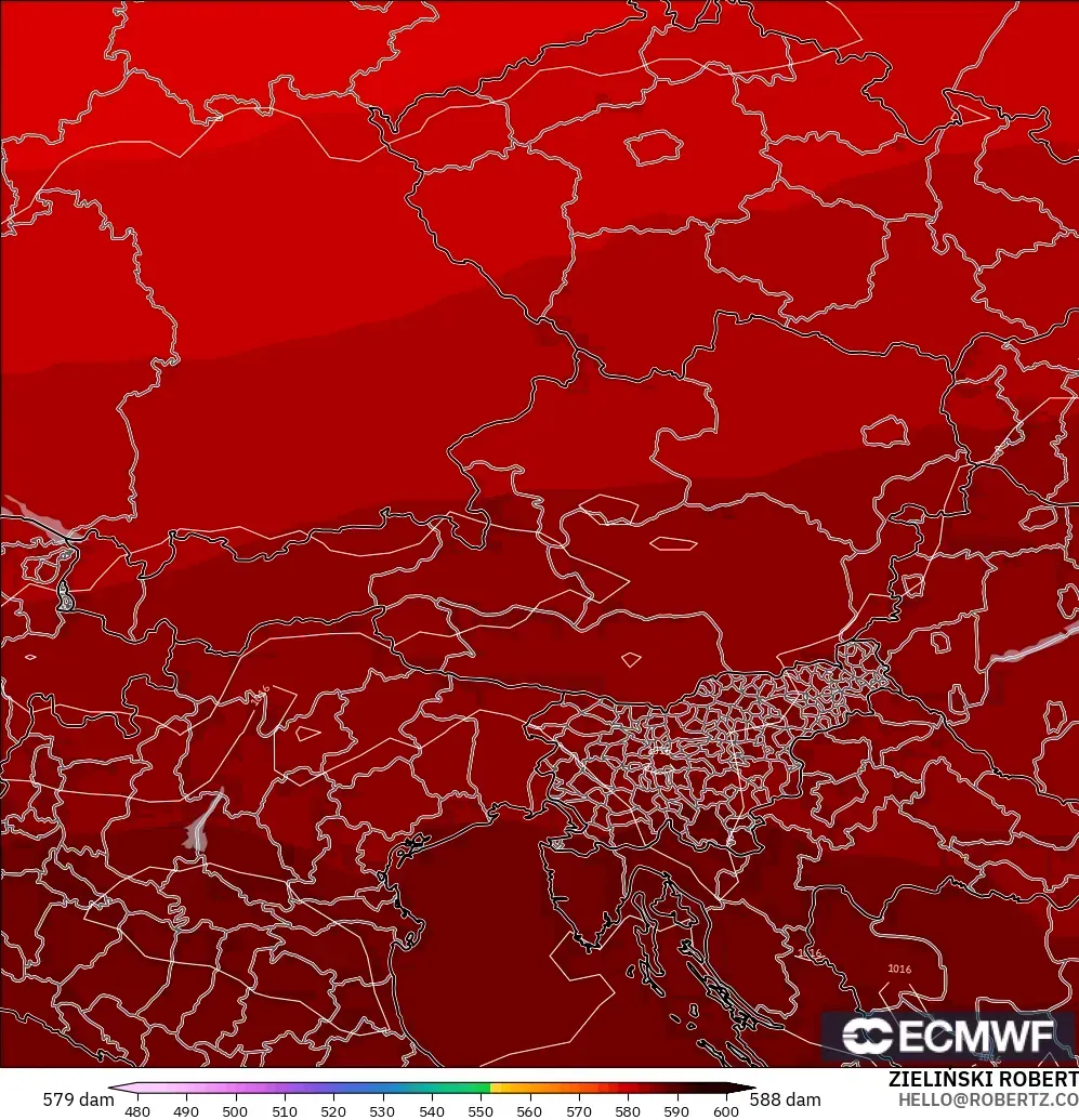 ECMWF IFS 0.25° model - Austria, Ketinggian geopotensial pada 500 hPa