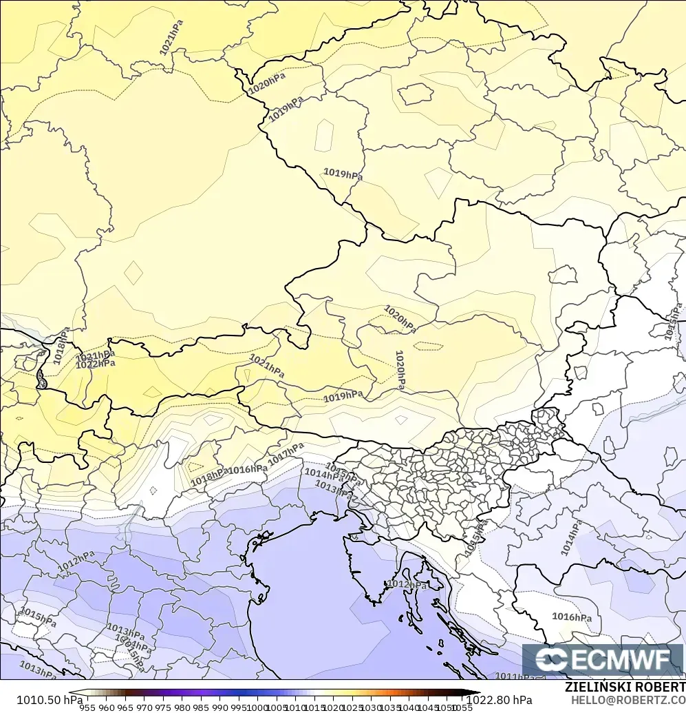 ECMWF IFS 0.25° model - Austria, Tekanan