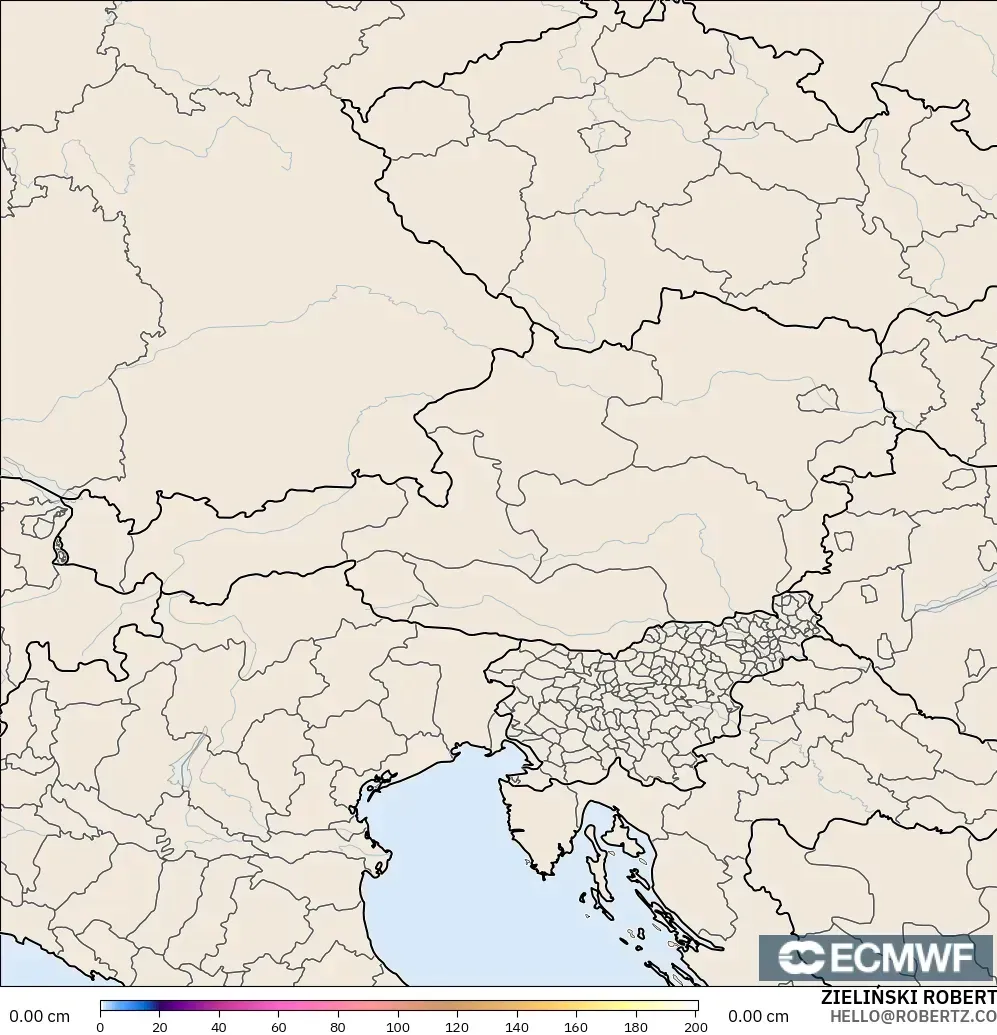 ECMWF IFS 0.25° model - Austria, Kedalaman Salju
