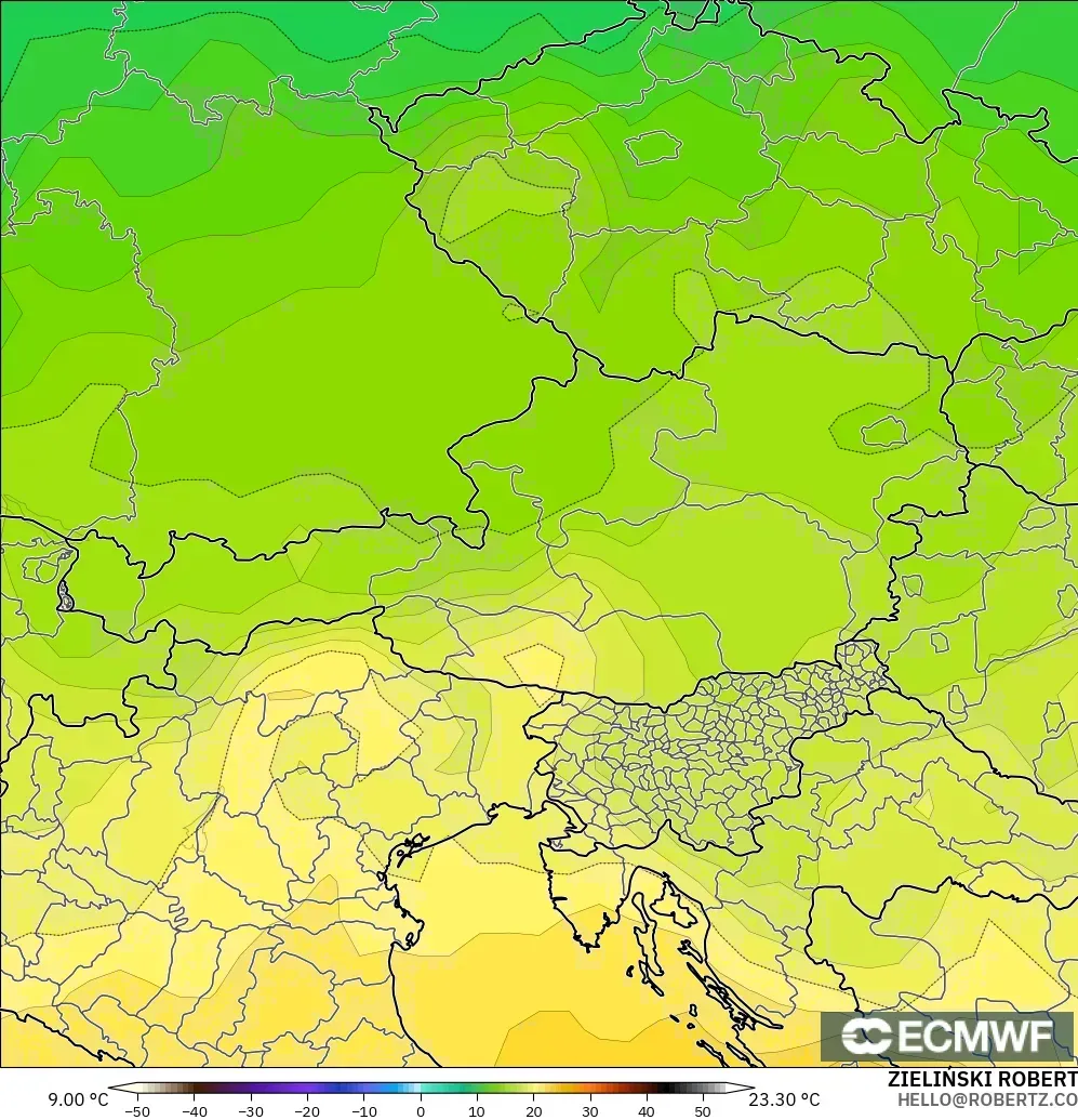 ECMWF IFS 0.25° model - Austria, Suhu 850 hPa