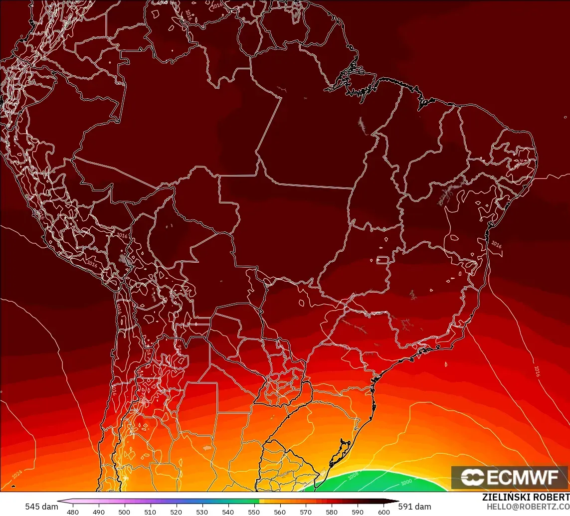 ECMWF IFS 0.25° model - Brasil, Ketinggian geopotensial pada 500 hPa