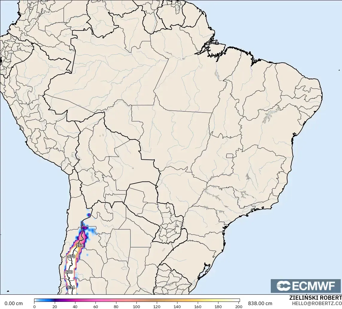 ECMWF IFS 0.25° model - Brasil, Kedalaman Salju