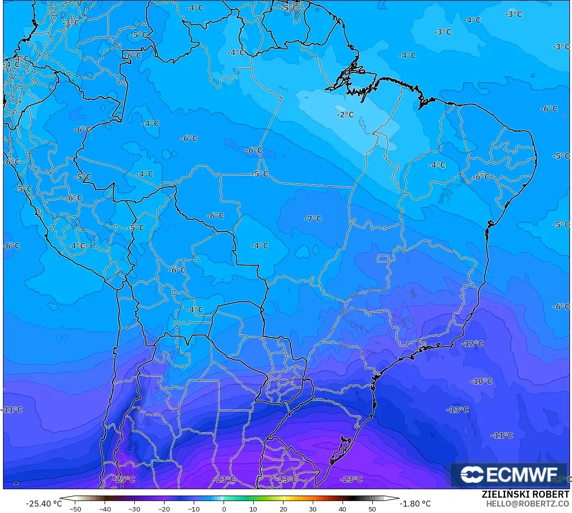 ECMWF IFS 0.25° model - Brasil, Suhu 500 hPa