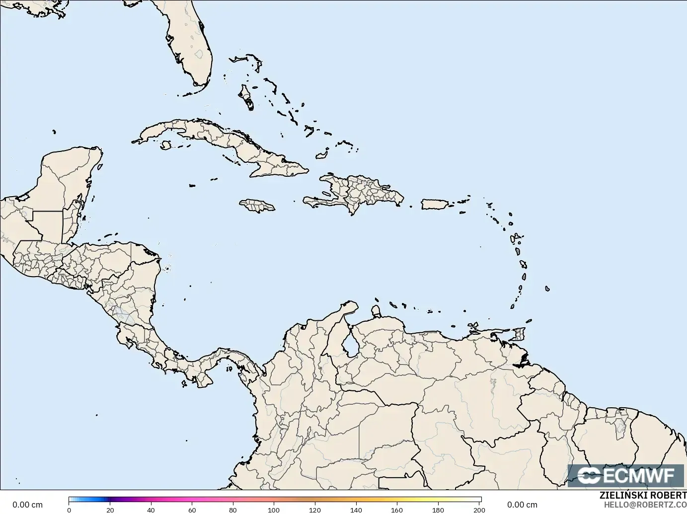ECMWF IFS 0.25° model - Karibia, Kedalaman Salju