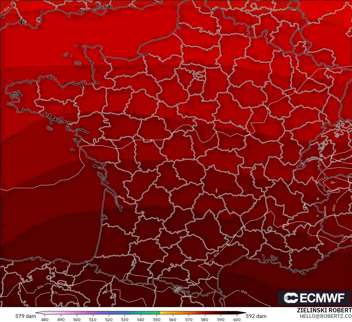 ECMWF IFS 0.25° model - Prancis, Ketinggian geopotensial pada 500 hPa