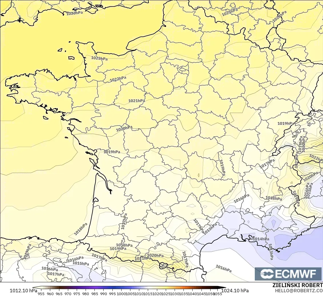 ECMWF IFS 0.25° model - Prancis, Tekanan