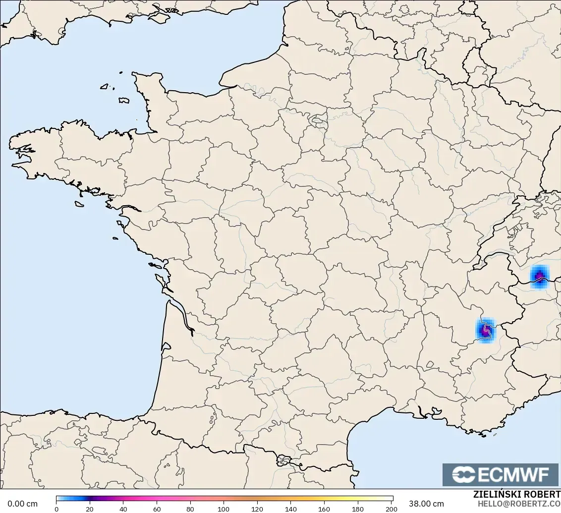 ECMWF IFS 0.25° model - Prancis, Kedalaman Salju