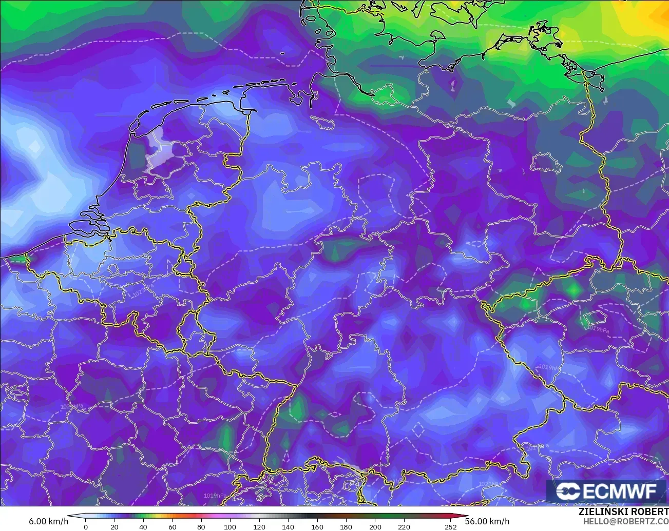 ECMWF IFS 0.25° model - Jerman, Puncak Hembusan