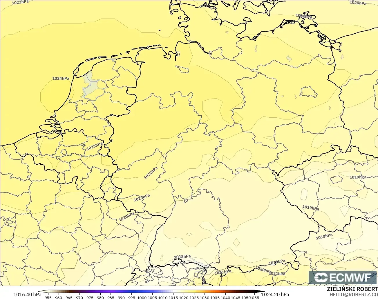 ECMWF IFS 0.25° model - Jerman, Tekanan