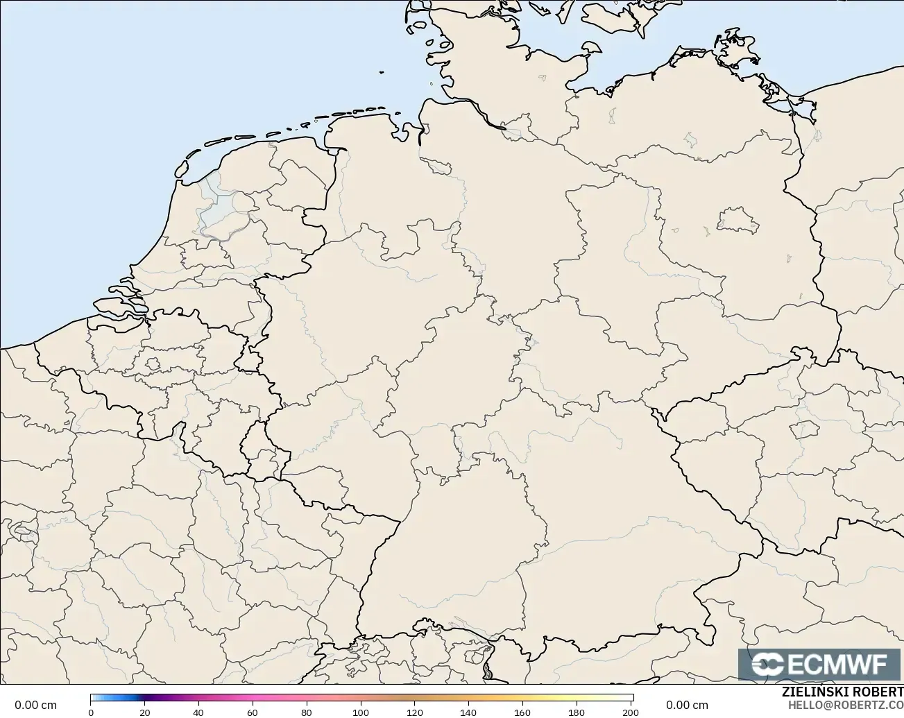 ECMWF IFS 0.25° model - Jerman, Kedalaman Salju