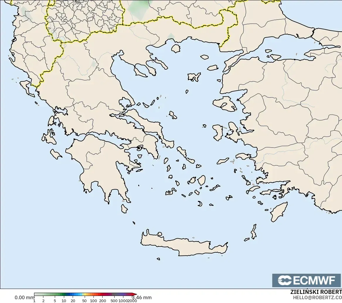 ECMWF IFS 0.25° model - Yunani, Akumulasi Curah Hujan