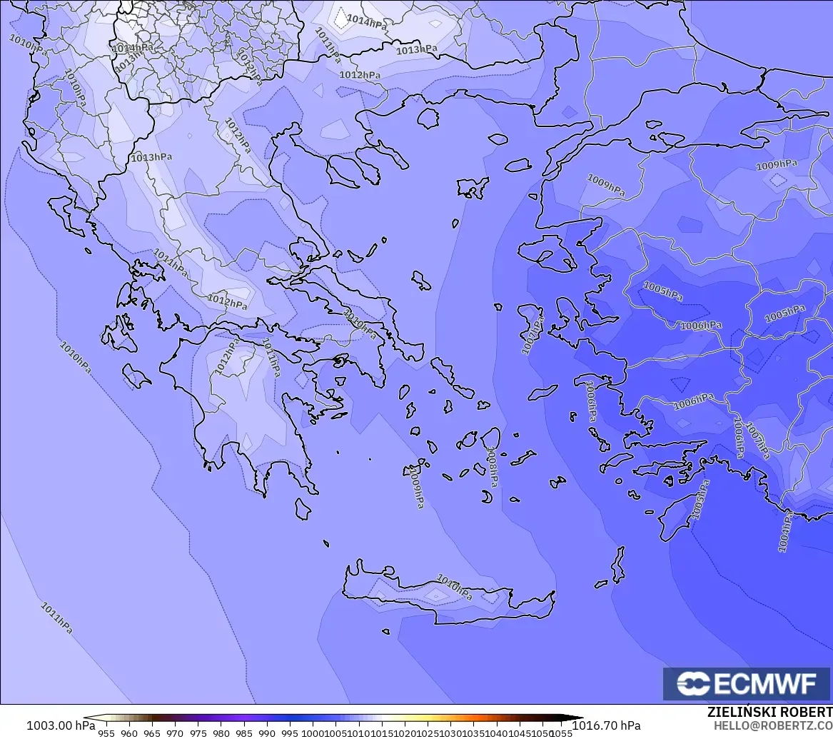 ECMWF IFS 0.25° model - Yunani, Tekanan