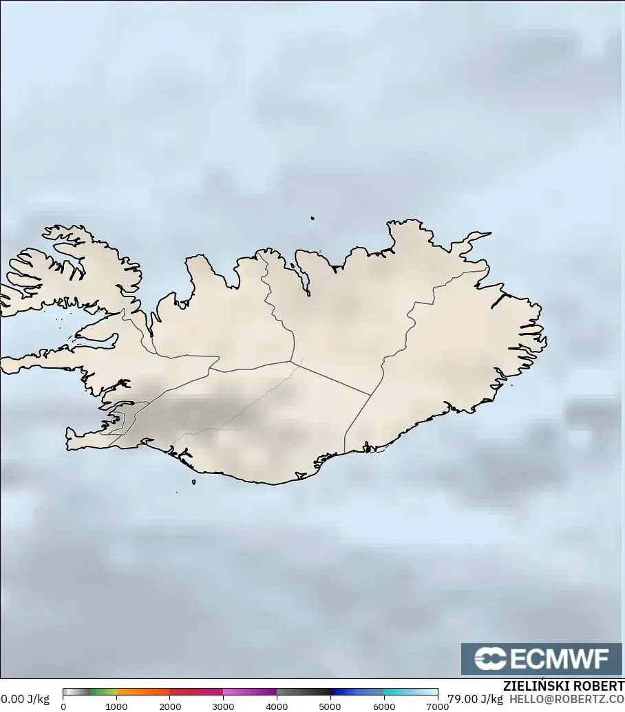 ECMWF IFS 0.25° model - Islandia, CAPE