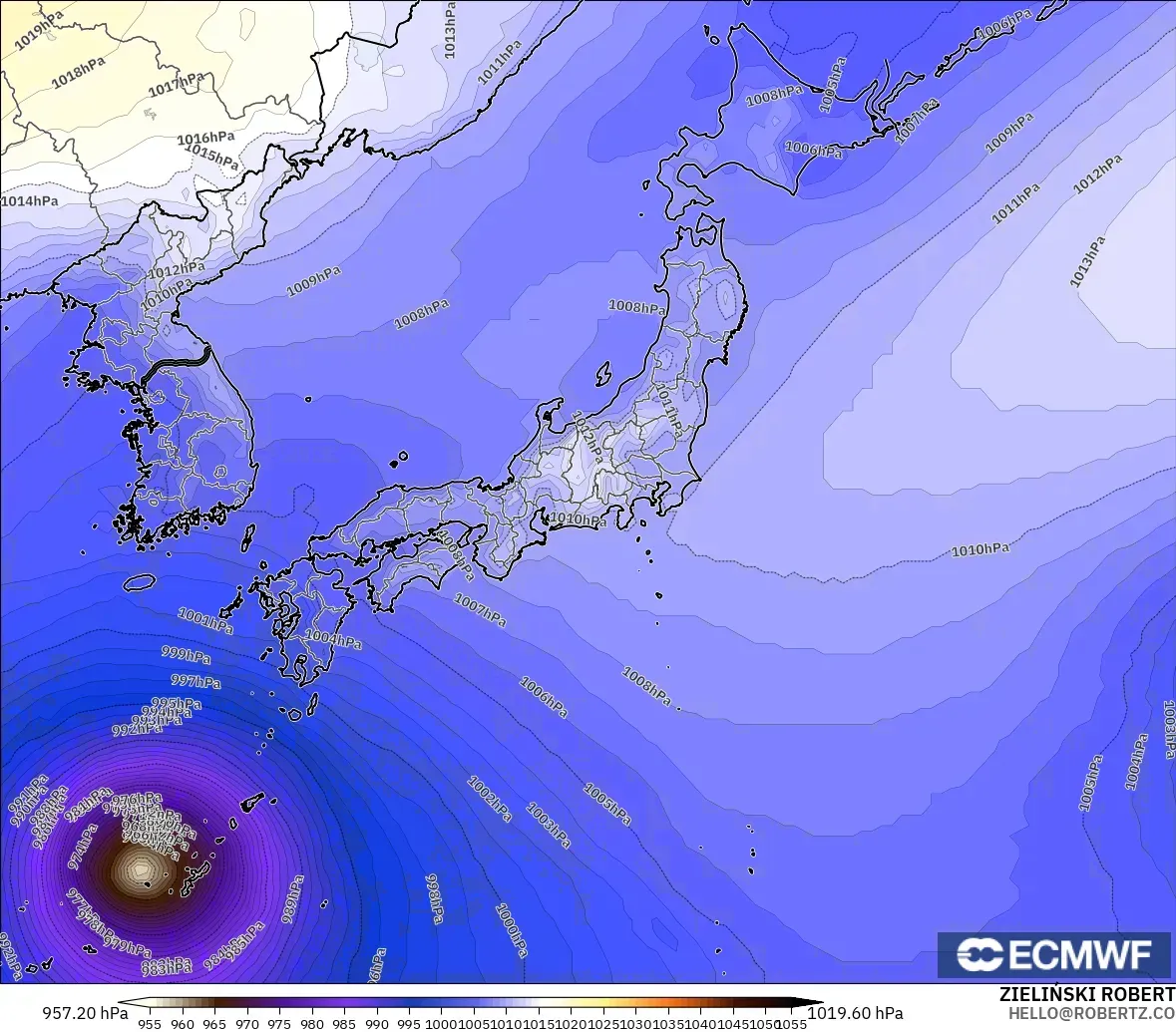 ECMWF IFS 0.25° model - Jepang, Tekanan