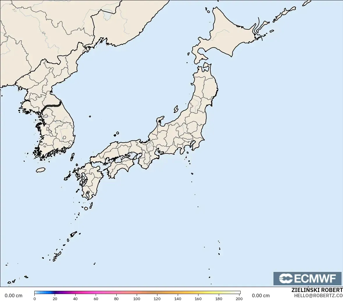 ECMWF IFS 0.25° model - Jepang, Kedalaman Salju