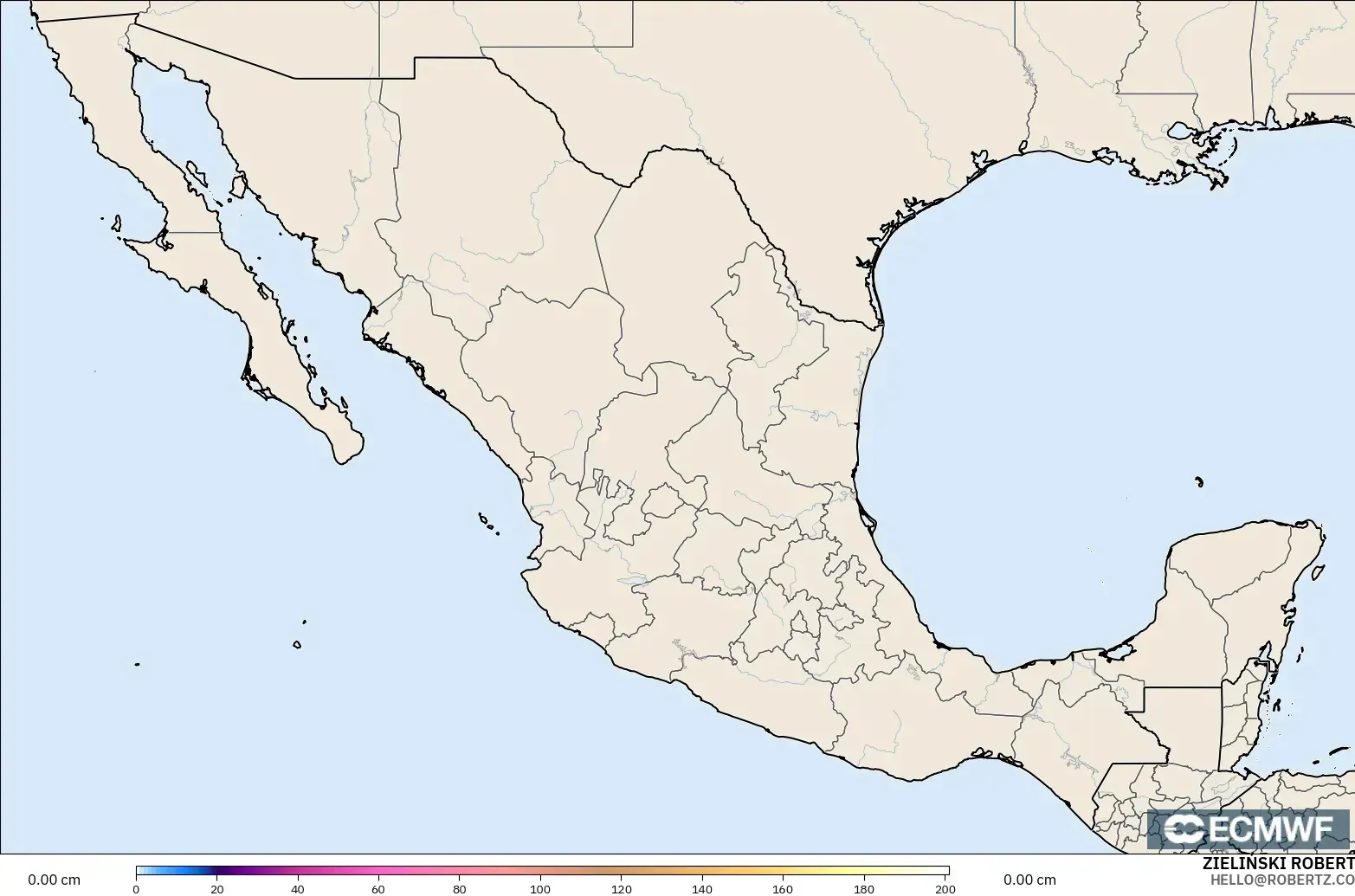 ECMWF IFS 0.25° model - Meksiko, Kedalaman Salju
