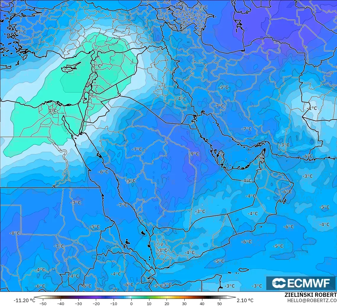 ECMWF IFS 0.25° model - Timur Tengah, Suhu 500 hPa