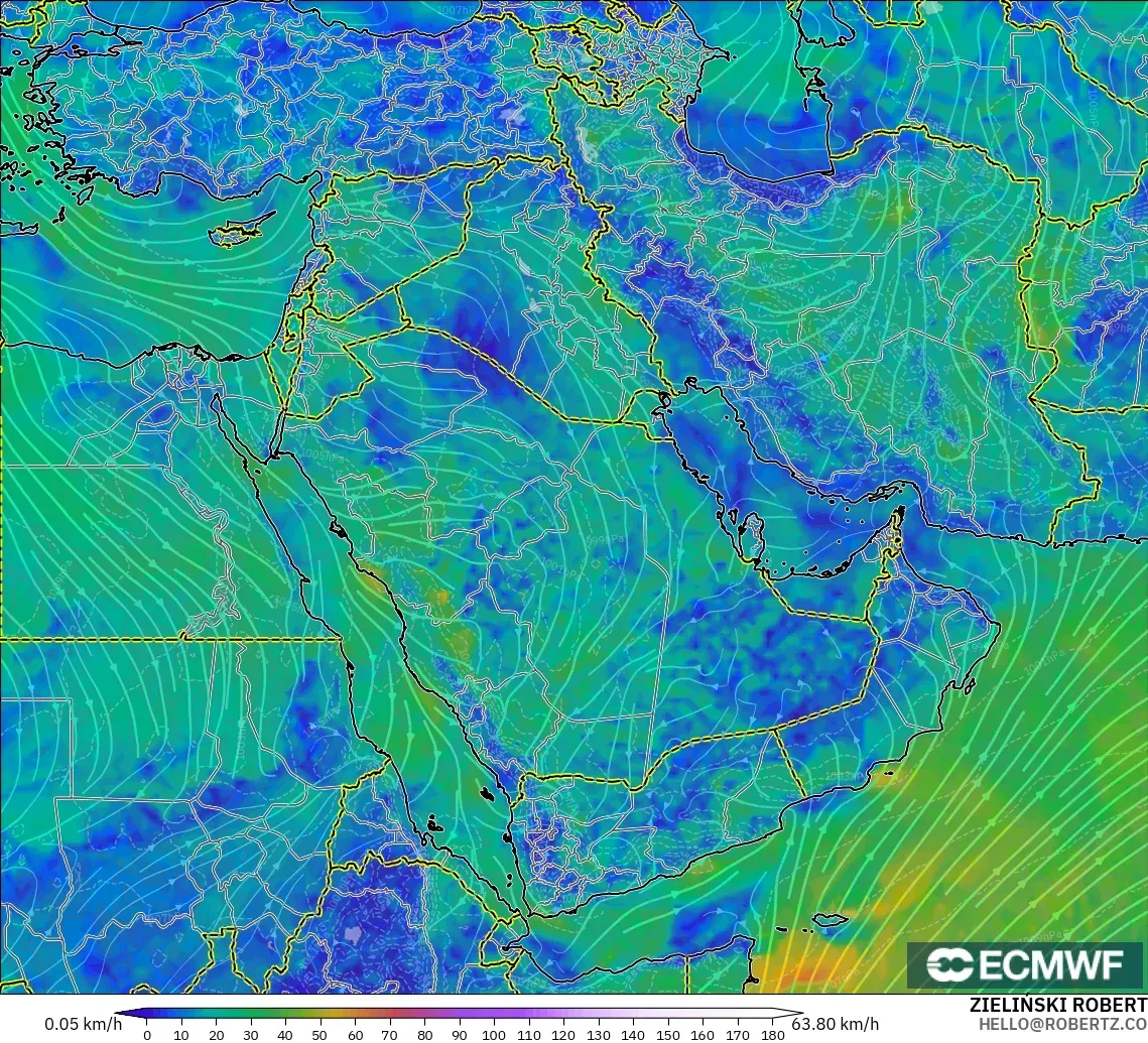 ECMWF IFS 0.25° model - Timur Tengah, Angin 10 m