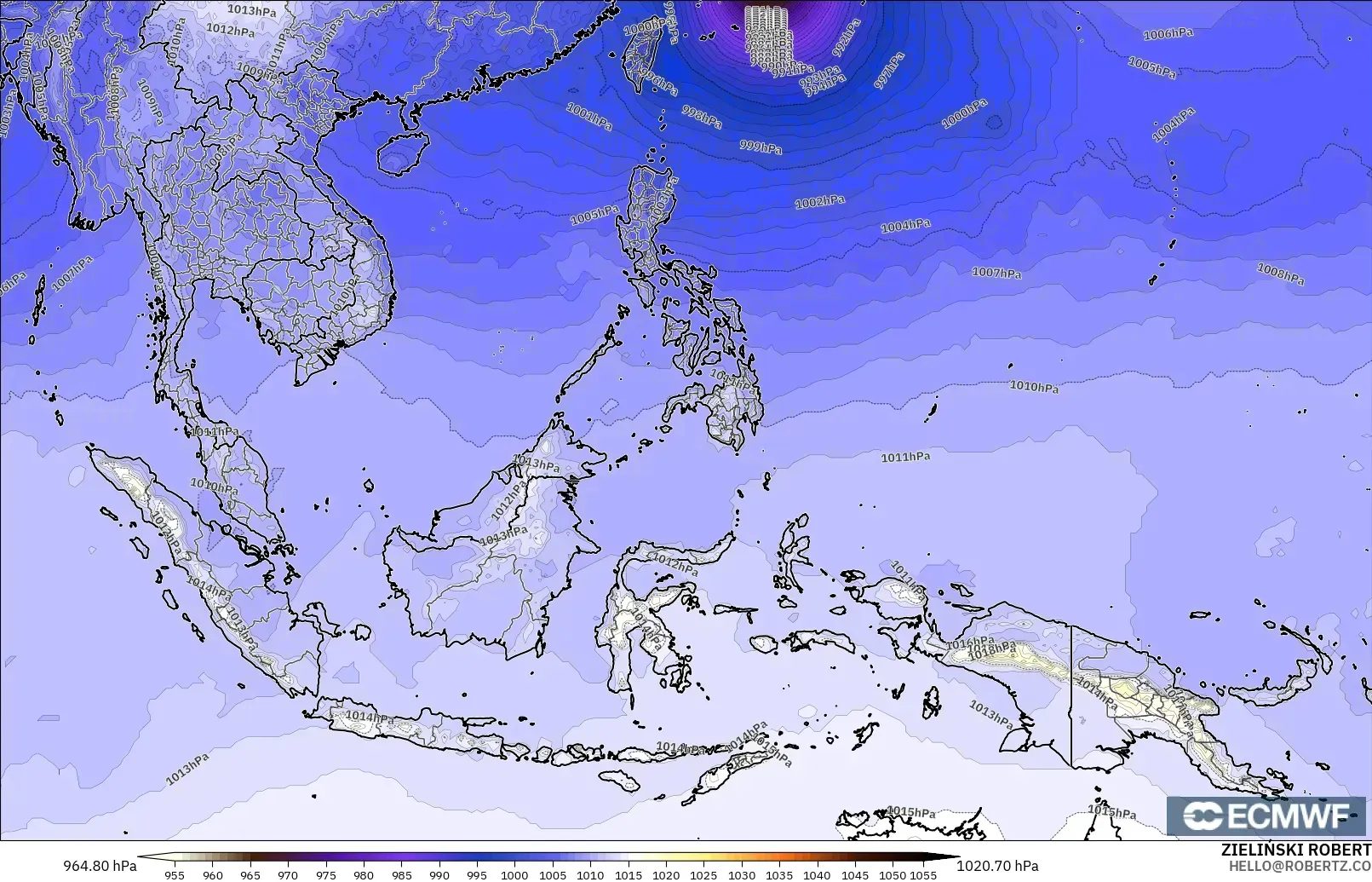 ECMWF IFS 0.25° model - Asia Tenggara, Tekanan