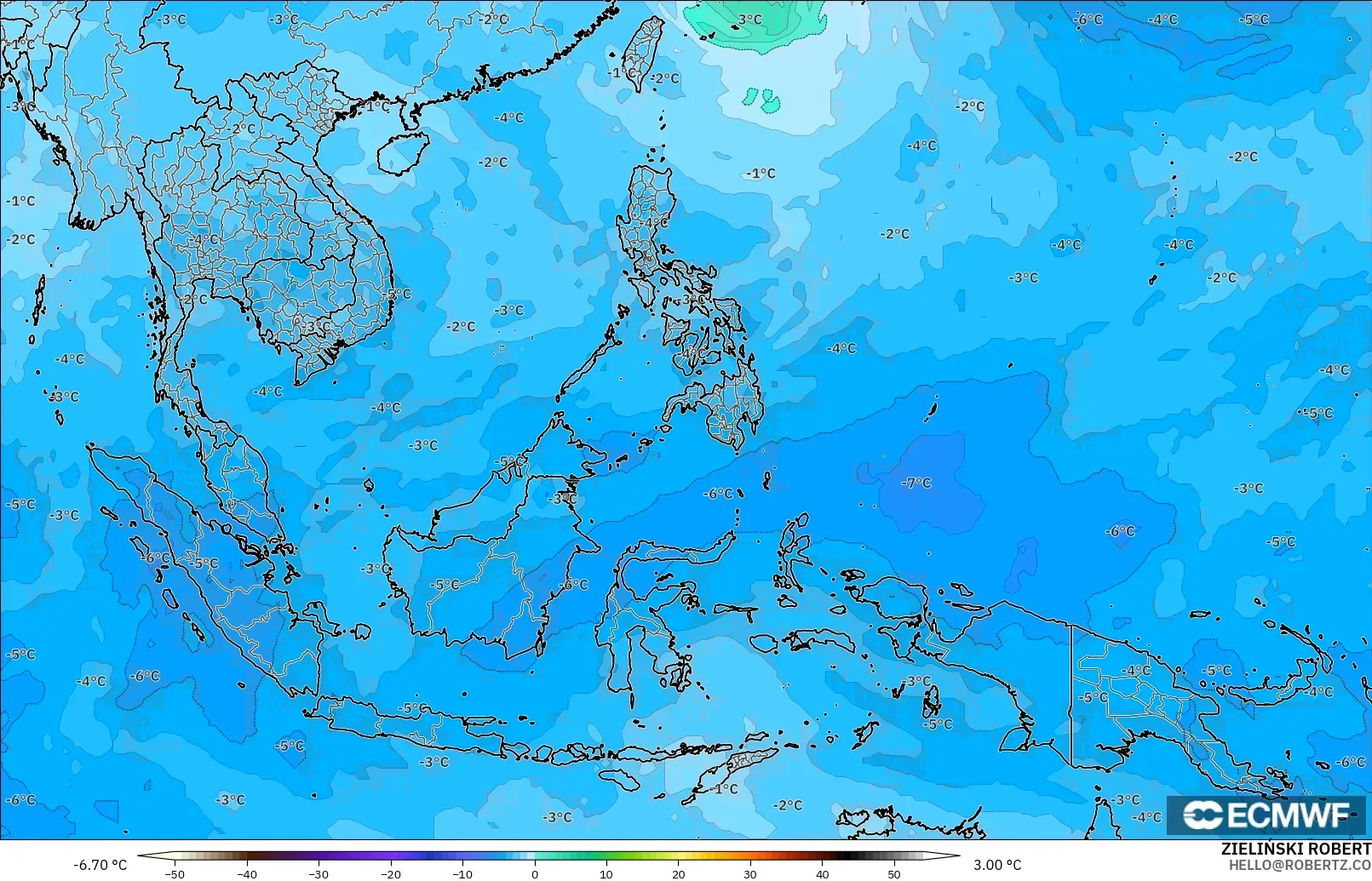 ECMWF IFS 0.25° model - Asia Tenggara, Suhu 500 hPa