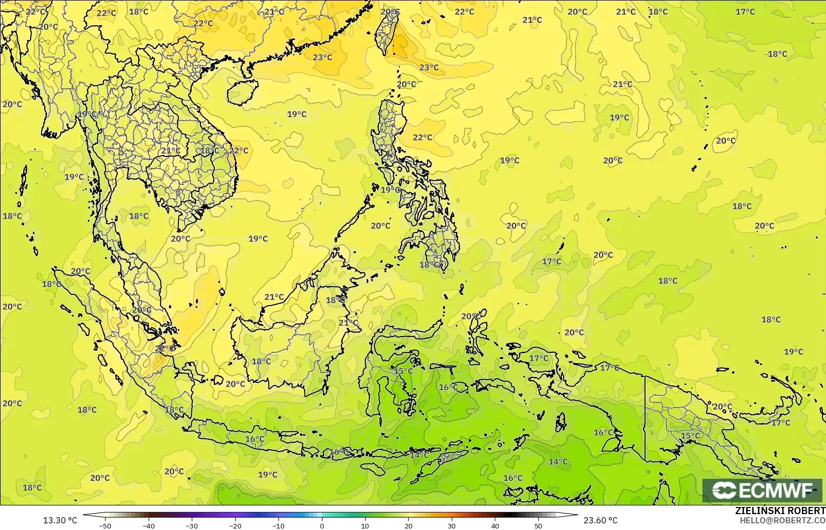 ECMWF IFS 0.25° model - Asia Tenggara, Suhu 850 hPa