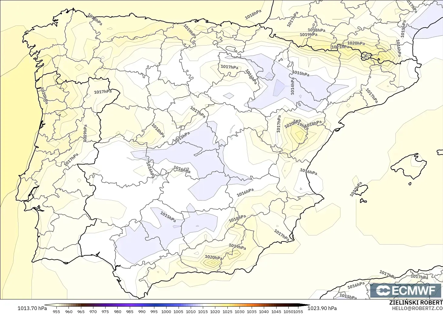 ECMWF IFS 0.25° model - Spanyol, Tekanan