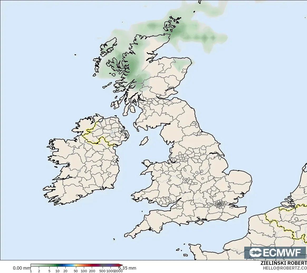 ECMWF IFS 0.25° model - Britania Raya, Akumulasi Curah Hujan