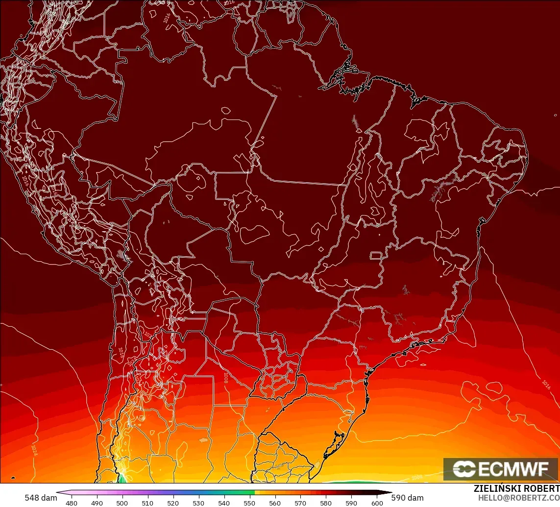 ECMWF IFS 0.25° model - Brasil, Ketinggian geopotensial pada 500 hPa