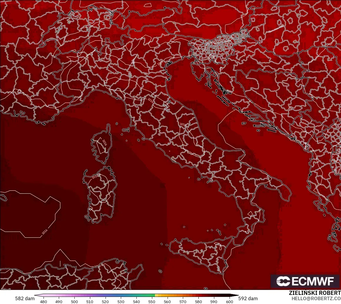 ECMWF IFS 0.25° model - Italia, Ketinggian geopotensial pada 500 hPa