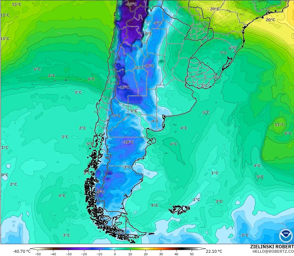 GFS model - Argentina, Titik Embun 2 m