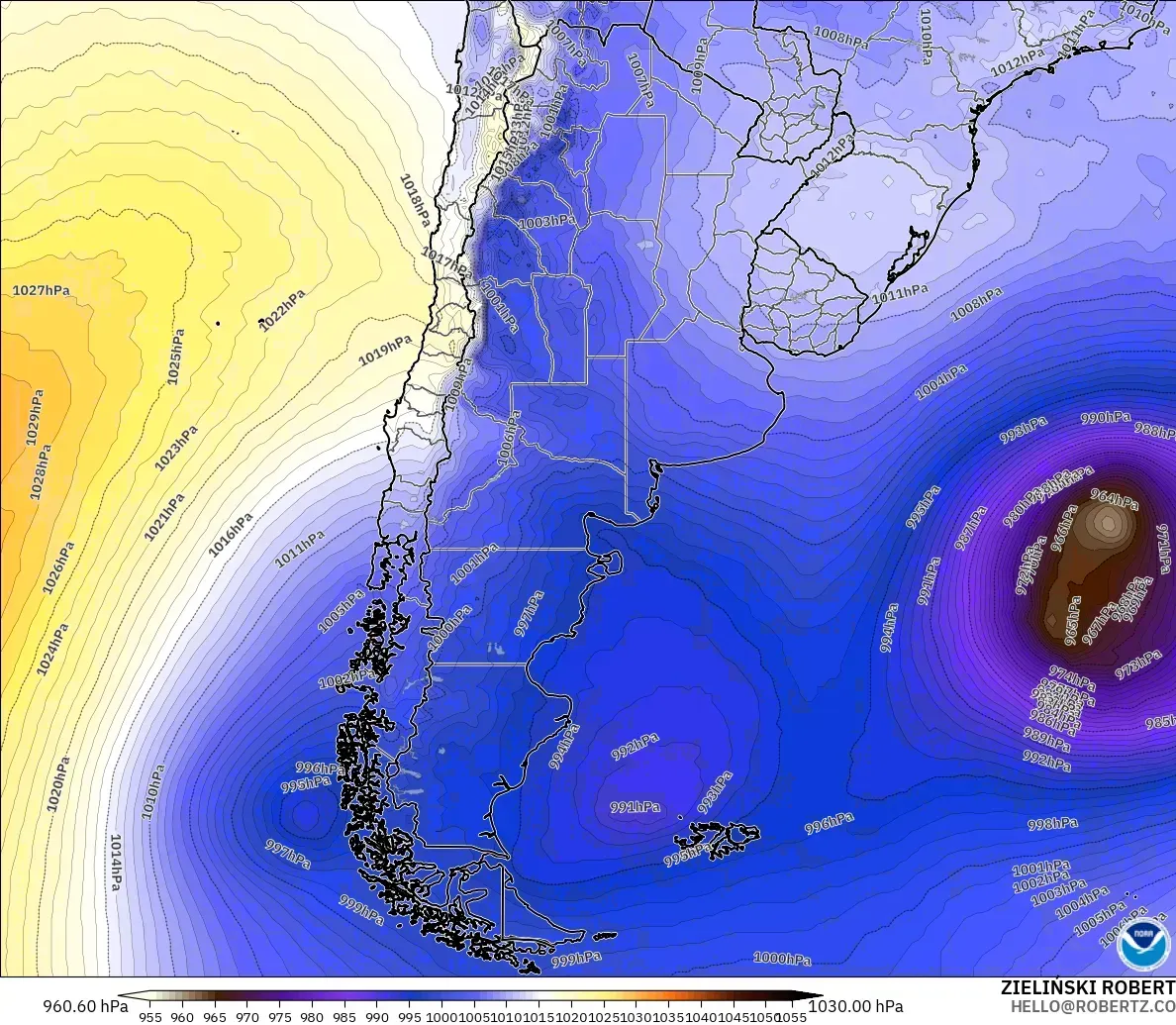 GFS model - Argentina, Tekanan