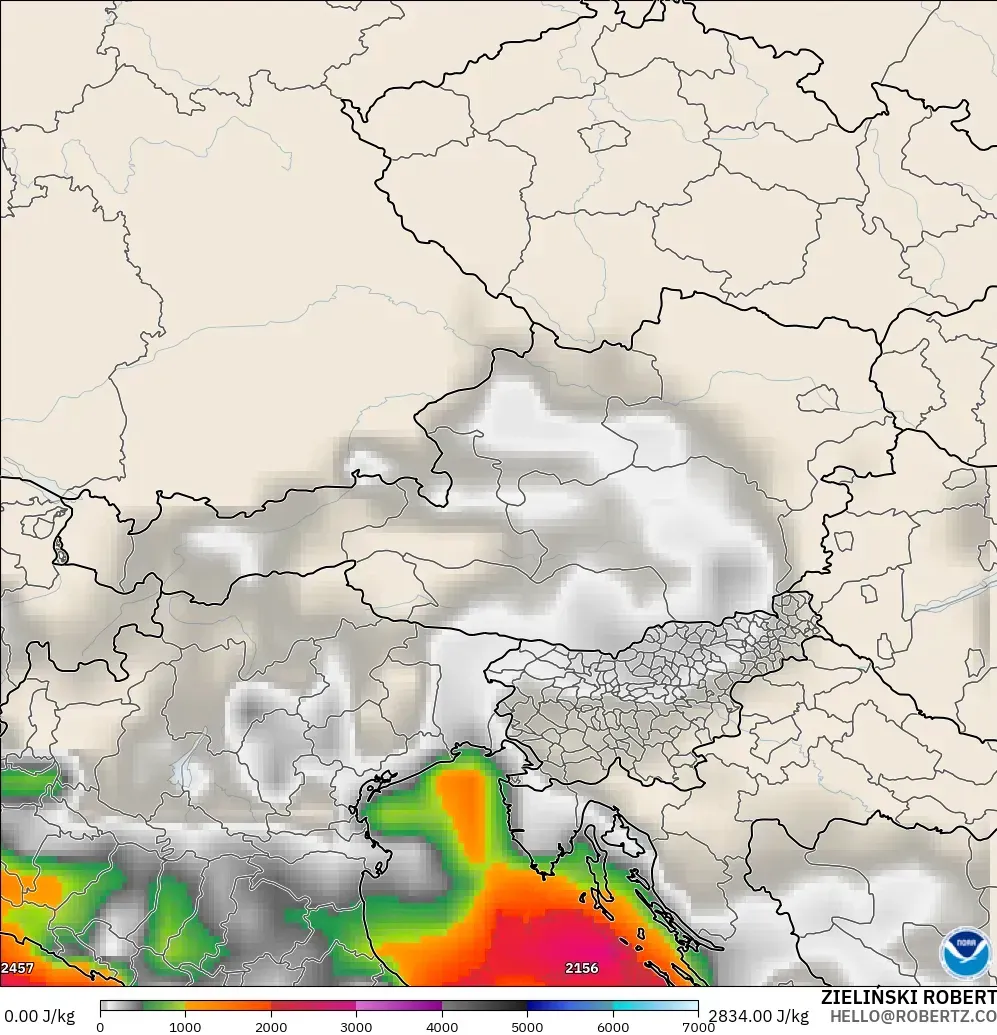 GFS model - Austria, CAPE