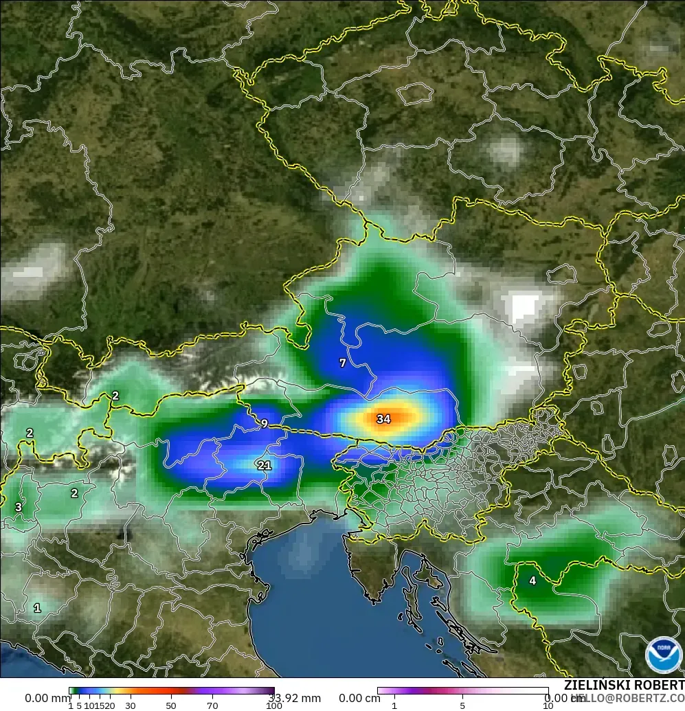 GFS model - Austria, Curah Hujan, Awan, dan Tekanan