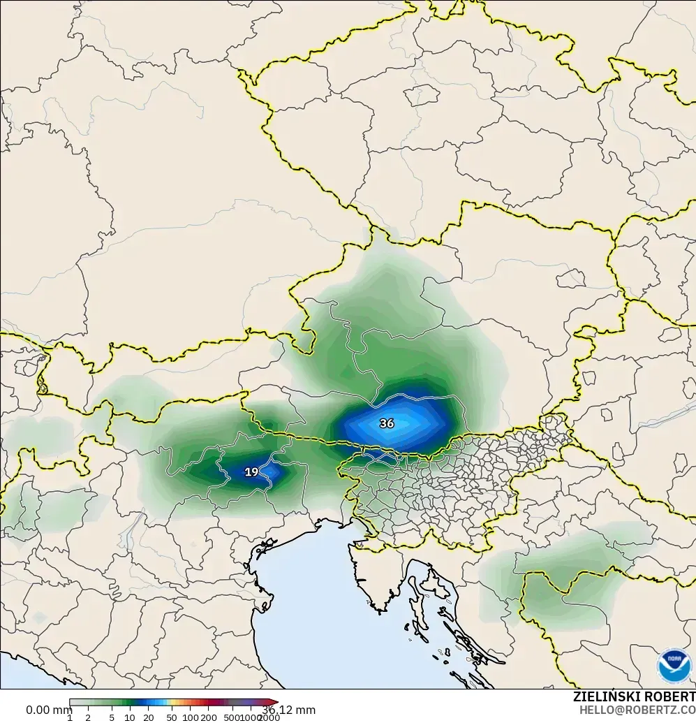 GFS model - Austria, Akumulasi Curah Hujan