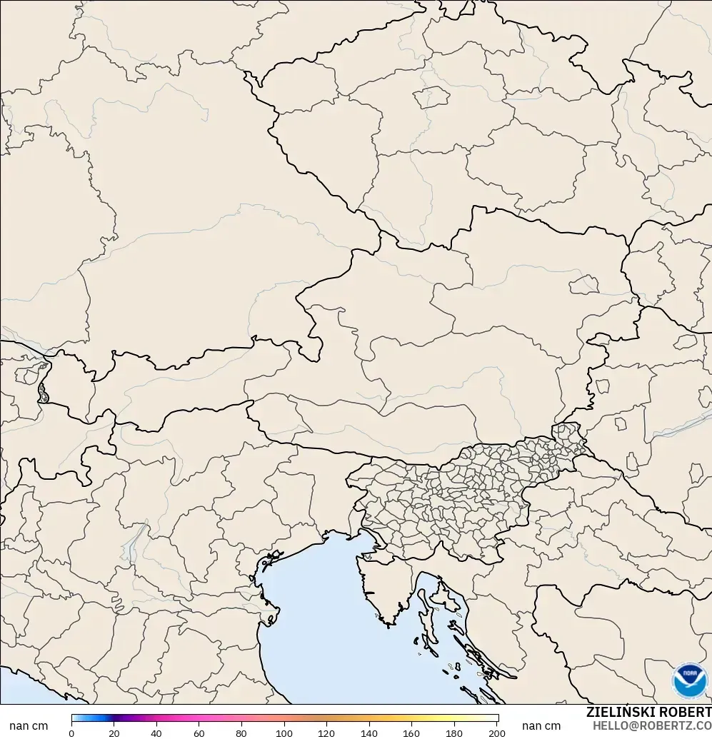 GFS model - Austria, Kedalaman Salju