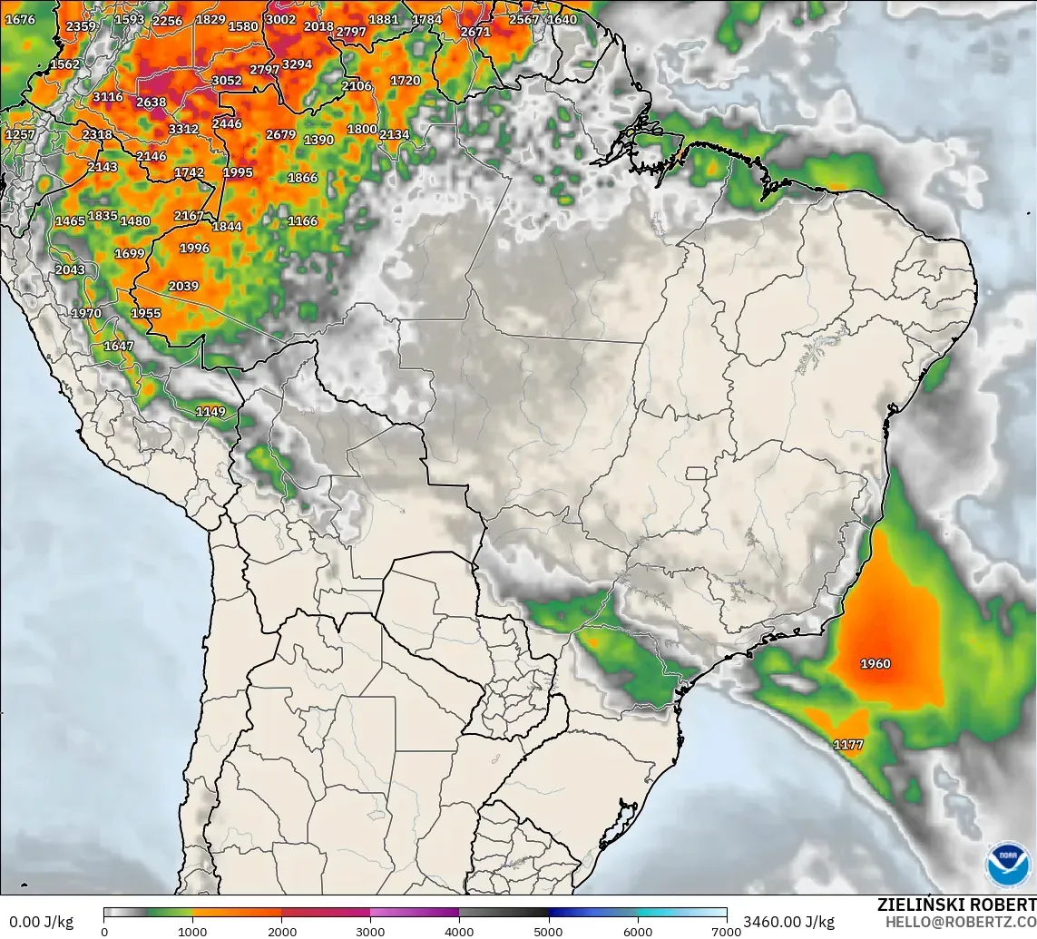 GFS model - Brasil, CAPE