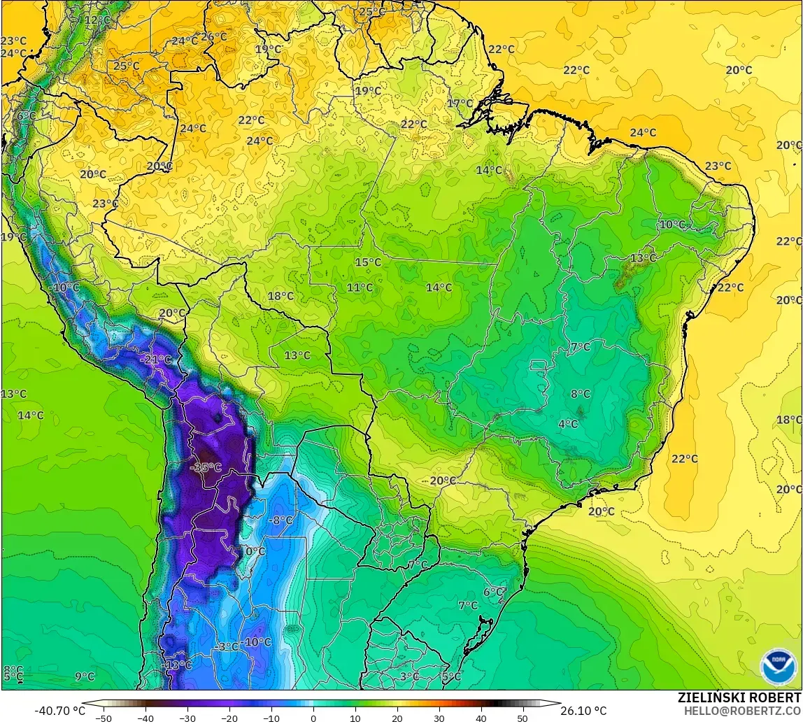 GFS model - Brasil, Titik Embun 2 m