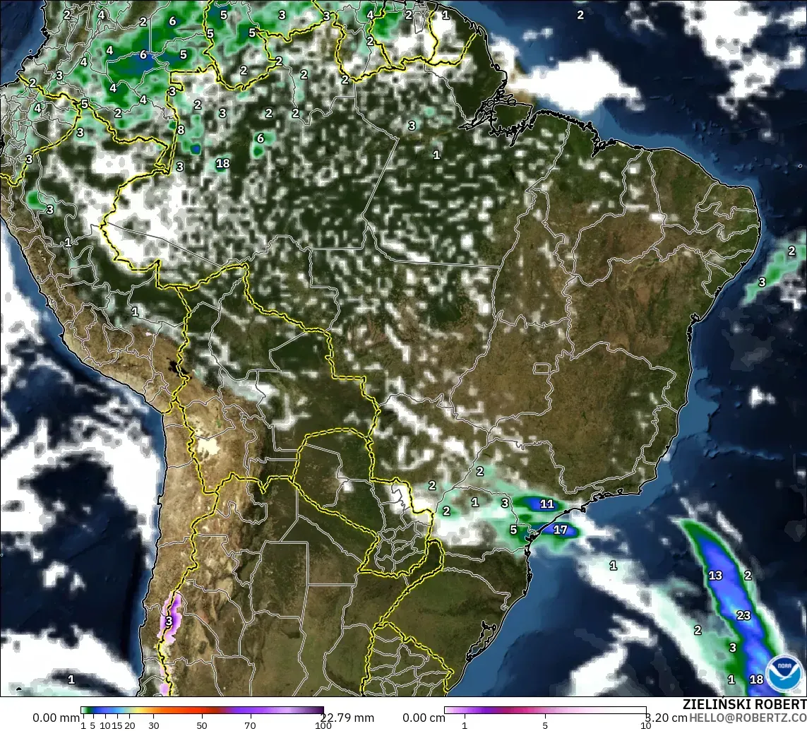 GFS model - Brasil, Curah Hujan, Awan, dan Tekanan