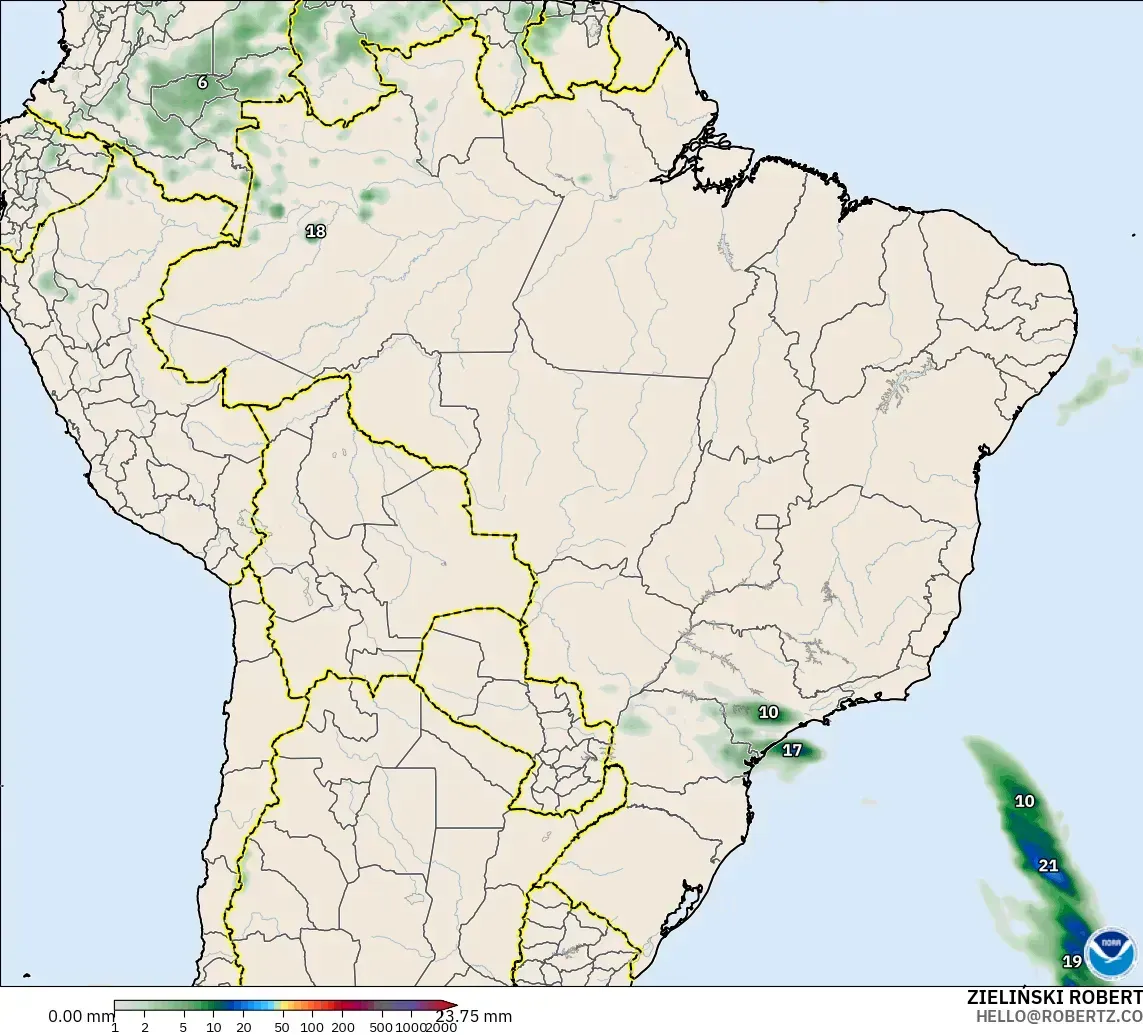 GFS model - Brasil, Akumulasi Curah Hujan