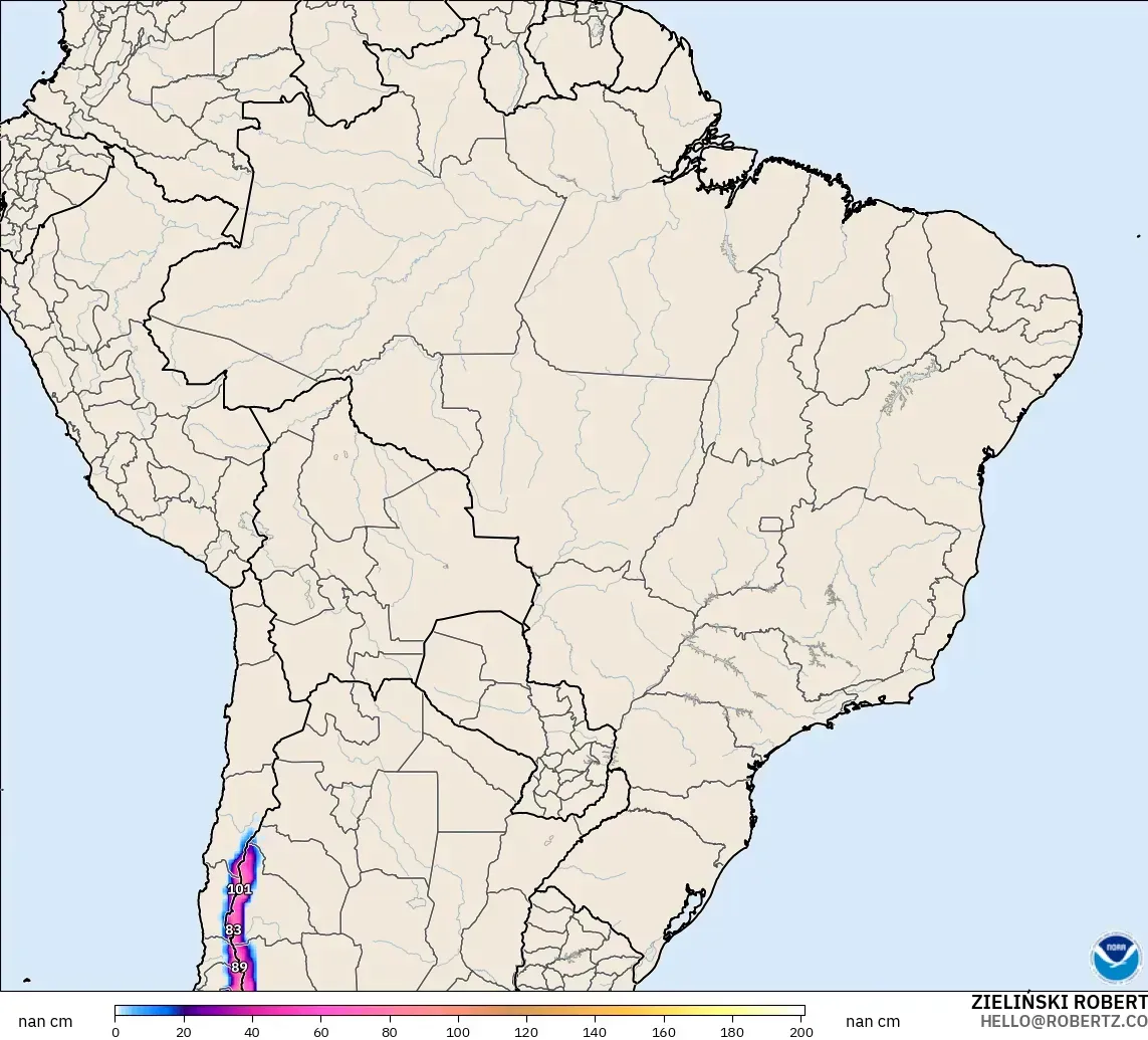 GFS model - Brasil, Kedalaman Salju