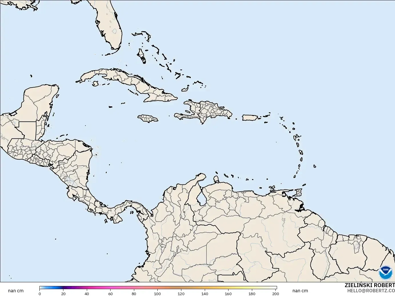 GFS model - Karibia, Kedalaman Salju