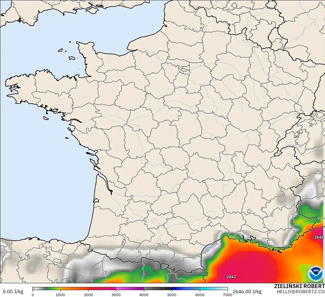 GFS model - Prancis, CAPE