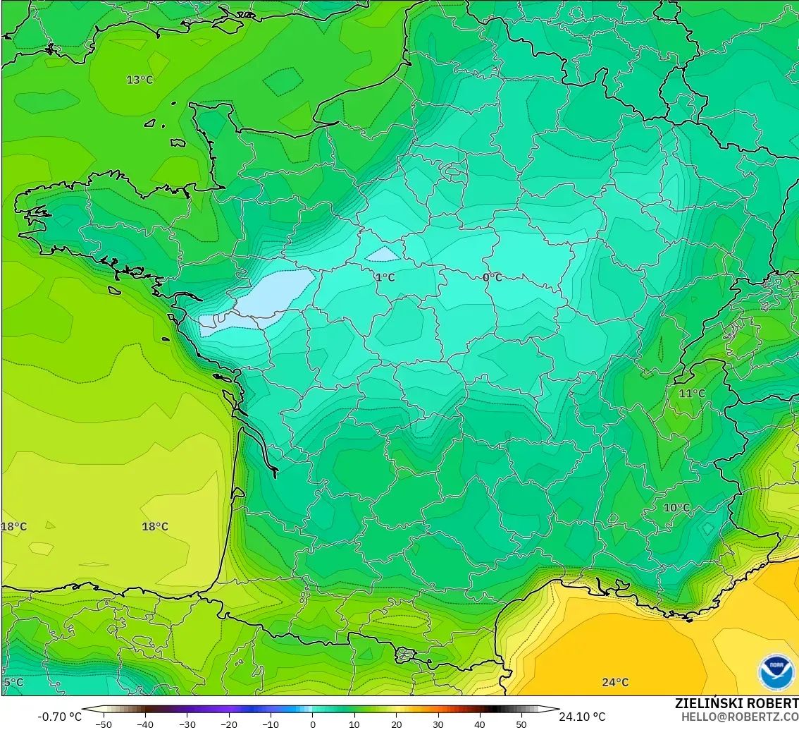 GFS model - Prancis, Titik Embun 2 m