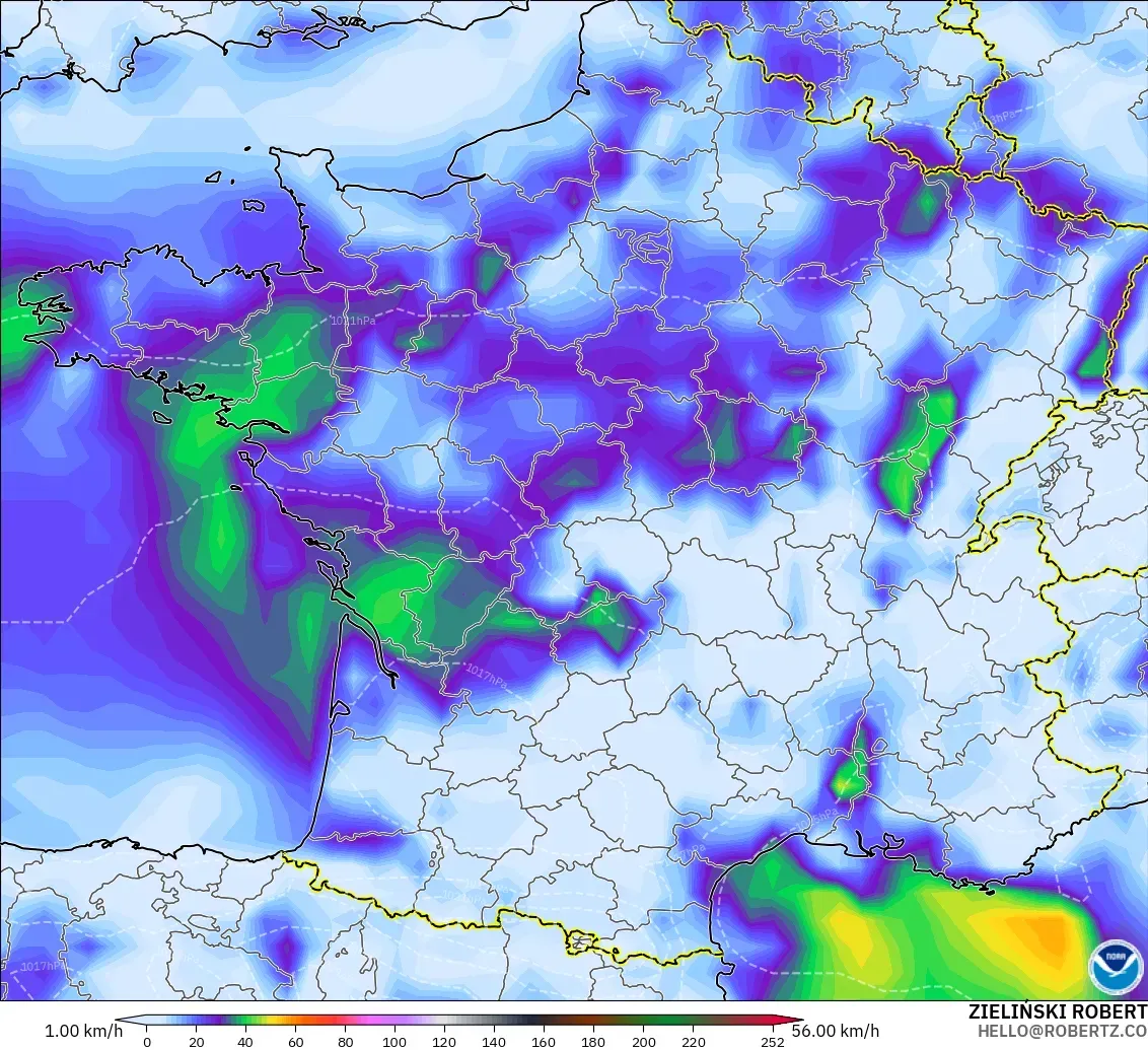 GFS model - Prancis, Puncak Hembusan