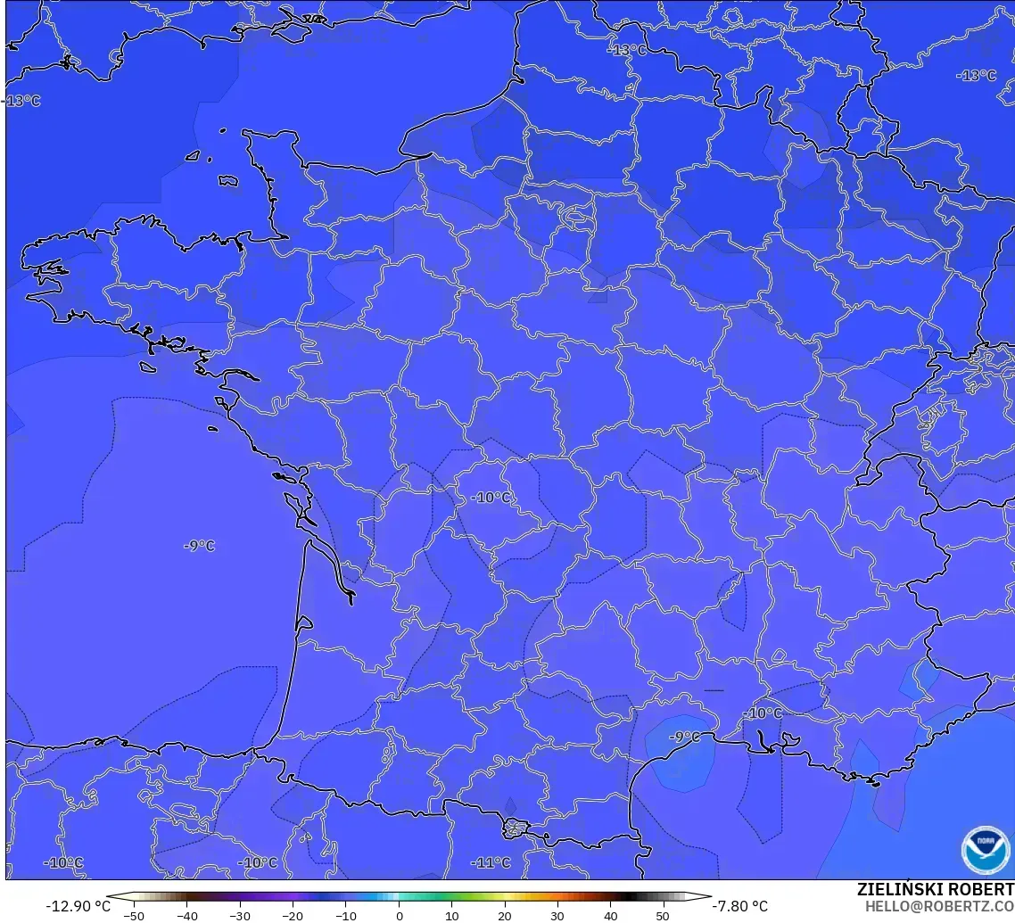 GFS model - Prancis, Suhu 500 hPa